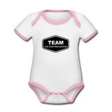 Load image into Gallery viewer, Organic Contrast Short Sleeve Baby Bodysuit - white/pink