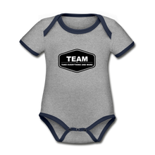 Load image into Gallery viewer, Organic Contrast Short Sleeve Baby Bodysuit - heather gray/navy