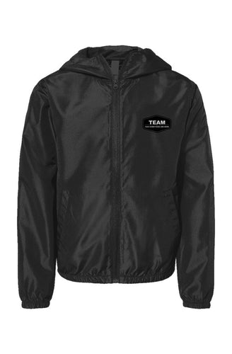 Youth Lightweight Windbreaker Full-Zip Jacket (Black)