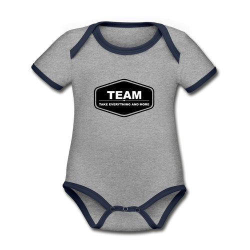 Organic Contrast Short Sleeve Baby Bodysuit - heather gray/navy